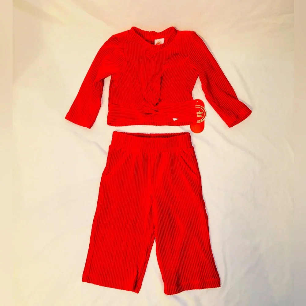 Wonder Nation Baby Girl Holiday Velour Pant Set B6 - Picture 2 of 7